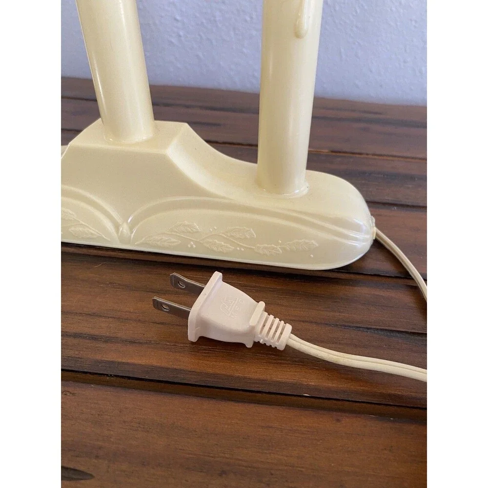 Vintage Christmas Electric Window Tiered Candle 3 Stick Candelabra Dripping Wax